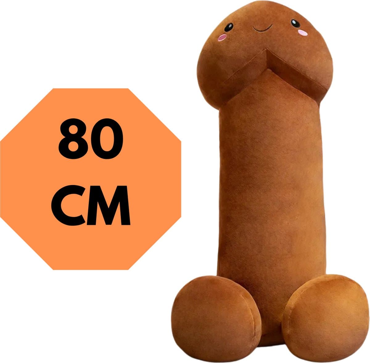 JustValue Penis Knuffel - 80 cm - Erotiek - Bodypillow - Piemel - Zacht - Kussen - Sex Toy - Beige - Bruin — afbeelding 1