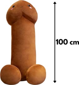 JustValue Penis Knuffel - 100 cm - Erotiek - Bodypillow - Piemel - Zacht - Kussen - Sex Toy - Beige - Bruin — thumbnail 3