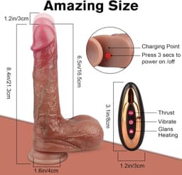 Stuwende Realistische Dildo - Verwarmende Dildo's voor Clitoraal G-spot Anaal - Seksspeeltjes couples Mannen & Vrouwen - Afstandsbediening Vibrator Speelgoed met 9 Stuwende & Vibrerende Modus Sex Toys for Vrouwen Sex Speeltjes — thumbnail 2