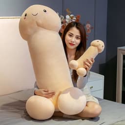 JustValue Penis Knuffel - 80 cm - Erotiek - Bodypillow - Piemel - Zacht - Kussen - Sex Toy - Beige - Vanille - Wit - Blank — thumbnail 4