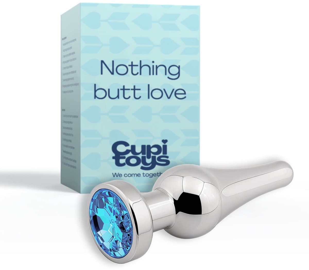 Cupitoys® Metalen buttplug - Zilver - Diamant blauw - Taps - Medium - Sex toys voor vrouwen - Sex toys voor mannen - Buttplugs — afbeelding 1