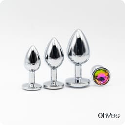 Metalen Buttplugs voor mannen en vrouwen - Buttplug Set 3-Delig - Anal & Butt Plug - Regenboog/ Multicolor — thumbnail 2