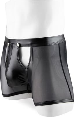PleazureX Leren boxer met losmakende kruis - opwindend - nachtclub - sexy - doorschijnend - heren lingerie - Maat XL — thumbnail 4