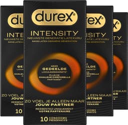 Durex Intensity Condooms - Nieuwste generatie ultradunne, latexvrije condooms voor mannen – Gedeelde lichaamswarmte - 4 x 10 stuks - Voordeelverpakking — thumbnail 1