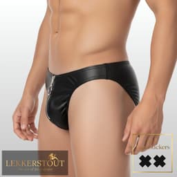 Heren Slip Wetlook met Rits Voorzijde - BDSM - PU Leder - Sexy Herenlingerie - Maat XL | LS241 — thumbnail 2