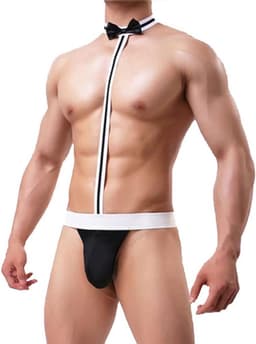 Sexy Heren Bodysuit met Stropdas en Lendendoek Kostuum voor Feest en Cosplay — thumbnail 1