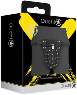 PU Leather Chastity Jock - Black — thumbnail 3