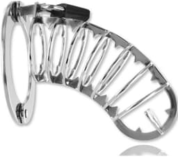 Metalhard Spiked Chastity Cage - Kuisheidskooi - Met Pinnen - Slot met Sleutel - 14cm — thumbnail 1