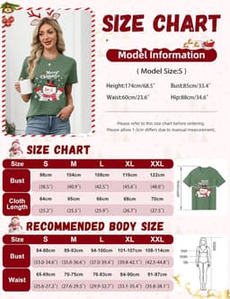 Grappig Kerst T-shirt Dames Katoen Ronde Hals Korte Mouwen Vrije Tijd Shirt — thumbnail 4