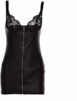 Plus Size – Leatherlook & Kant Sexy Jurkje – Lingerie Erotisch – Lingerie Sexy Setje – Luxe Sensuele Lingerieset – Leren PU Lingerie Jurkje – Wetlook/Latex – Verleidelijk & Mysterieus – Inclusief string – Kinky – BDSM – Maat S, M, L, XL, XXL — thumbnail 4