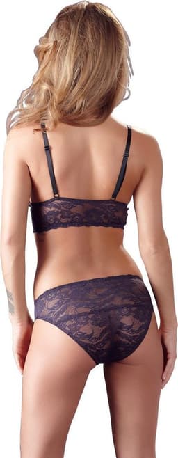 Cottelli Collection –  Wetlook Kanten Afwerking String Body voor de Perfecte Date met Happy End – Maat L – Zwart — thumbnail 5