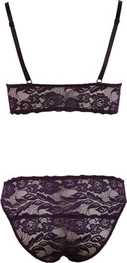 Cottelli Collection –  Wetlook Kanten Afwerking String Body voor de Perfecte Date met Happy End – Maat L – Zwart — thumbnail 3