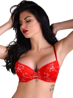 Daring Intimates - Demi Bra Floral Lace - Womens lingerie Bra Rood 80C — thumbnail 1