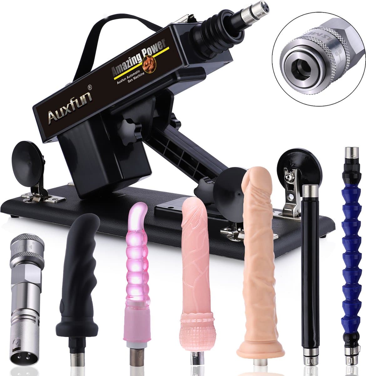 Auxfun® Basic Sexmachine - Pakket Mateo Met Dildo’s en Accessoires — afbeelding 1