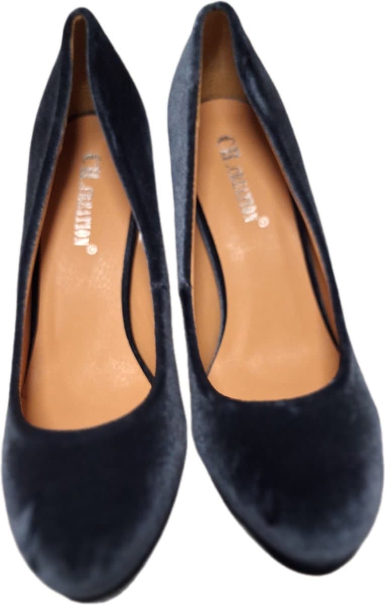 CH.CREATIONS -GREY PUMP- VELVETLOOK- HAK 8 CM-40 — afbeelding 1