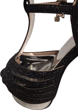 JUMEX- EROTISCHE PUMP-BLACK-STRASS-SILVER STILETTO HEEL-40 — thumbnail 5