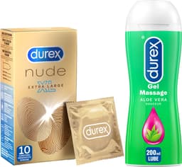 Durex - 10 stuks Condooms - Nude XL - 200 ml Glijmiddel - Play Massage 2/1 Aloe - Voordeelverpakking — thumbnail 1