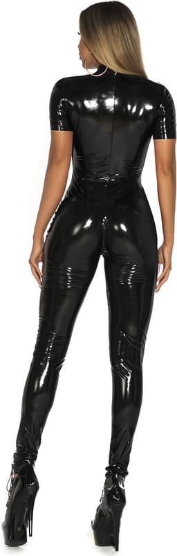 Wetlook SM Jumpsuit Black - Domina - Mooi design - Hoogwaardige kwaliteit - Leatherlook - Sexspelletjes voor mannen en vrouwen - Spandex - Spannend voor koppels - Wetlook - Erotische kleding - Lingerie erotisch - Lingerie body sexy - Erotiek — thumbnail 2