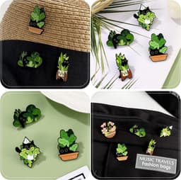 pin button reversspeld van email kat in potplant, creatieve emaille speldjes, grote set, cartoonplanten, anime, speld — thumbnail 3