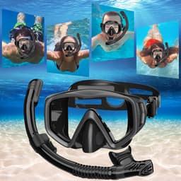 Snorkelset voor volwassenen, snorkelset met duikbril en droge snorkel voor heren en dames, anti-lek en anti-condens, duikmasker van gehard glas voor duiken, snorkelen en zwemmen — thumbnail 4