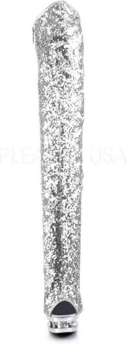 Pleaser - BLONDIE-R-3011 Plateau Overknee Laarzen - Paaldans schoenen - 35 Shoes - Zilverkleurig — thumbnail 2