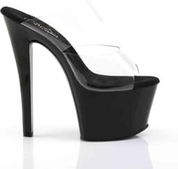 Pleaser - SKY-302 Muiltjes - Paaldans schoenen - 40 Shoes - Zwart/Transparant — thumbnail 5