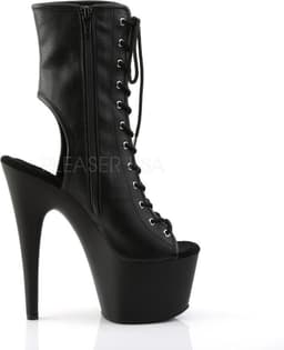 Adore-1016 plateau peeptoe enkellaars met open hiel en stiletto hak mat zwart - (EU 36 = US 6) - Pleaser — thumbnail 2