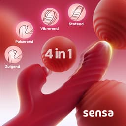 Sensa Dildo vibrator voor vrouwen - Realistisch - Stotende Clitoris & G-Spot Stimulator Dildo - Rabbit vibrator - Sex toys voor Koppels - Tarzan Dildo - Seksspeeltjes - Rood — thumbnail 4