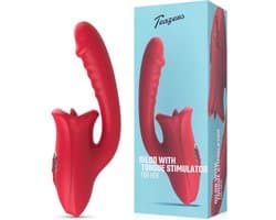 Teazers - Dildo met Clitoris Stimulator - Vibrators voor Vrouwen - Sex Toys voor Vrouwen - Dildo’s - Tong Vibrator - Dubbele Stimulatie - Rood