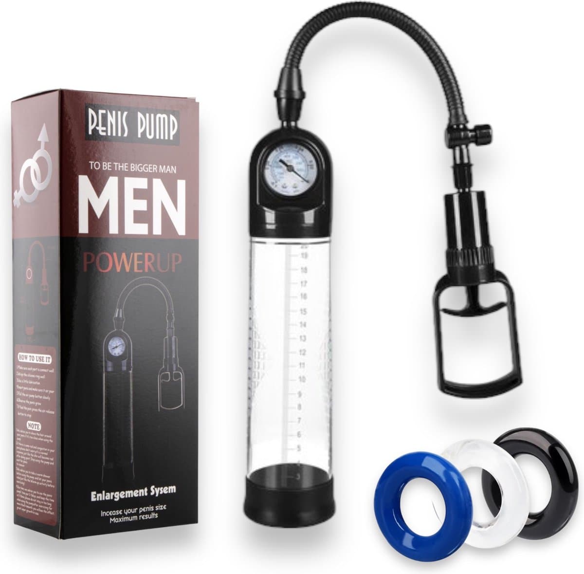 Men Penispomp - Cockring - Penispomp Met Penisring - Sex toys voor mannen - Penis Extender -Erectiepomp met penisringen — afbeelding 1
