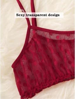 Sexy Lingerie Erotische Ondergoed Wit Polka Dot Mesh Franje Trim Lace Lingerie Set Top Kant Onzichtbare Beha Voor vrouwen — thumbnail 2