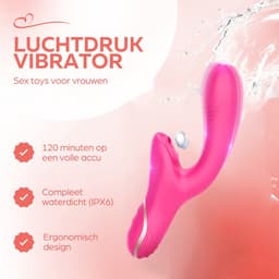 Erodit® Double Pleasure 2 in 1 vibrator roze- G-spot- zuig- luchtdruk vibrator- vibrerende dildo -G-spot/clitoris stimulator–een echte womanizer met zuig en vibratie modus - sex toy/seksspeeltjes voor vrouwen – mannen -koppels — thumbnail 3