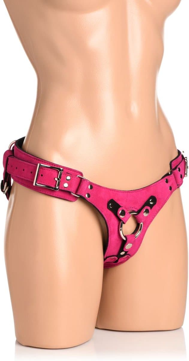 Korset Deluxe Leren Strap On - Roze — afbeelding 1