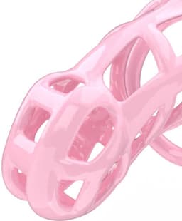 Peniskooi Roze - Cock cage - Chastity Cage - Kunststof Peniskooi - Kuisheidskooi voor Mannen - Peniskooi met 5 Maten Penisringen - Peniskooi Roze Maat M - Ø3.9 x 9.5 cm — thumbnail 5