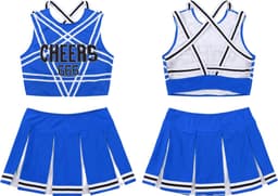 Sexy Cheerleader Kostuum - 2-delig Blauw Verkleedpakje - Rokje & Korte Top Met Open Rug - Rollenspel / Cosplay - Lingerie Ondergoed voor Dames - Maat XXL / 2XL — thumbnail 4
