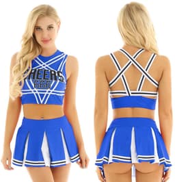 Sexy Cheerleader Kostuum - 2-delig Blauw Verkleedpakje - Rokje & Korte Top Met Open Rug - Rollenspel / Cosplay - Lingerie Ondergoed voor Dames - Maat XXL / 2XL — thumbnail 5