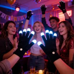 LED Handschoenen - Kleurrijke Wanten - Feestelijke Verlichting - 7 Kleuren Instelbaar - Volwassen Formaat - Meerkleurig — thumbnail 3