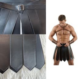 Leren Gladiator Rok Mannen – Fetish Clubwear Heren – Kinky Festival Outfit voor Wasteland, Bitch & Crazyland – Verstelbare Riem — thumbnail 3