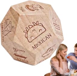 Houten Dobbelstenen - Date Night Spel - Romantische Avonden - 12 Voedselmotieven - 3x3x3 cm - Meerkleurig — thumbnail 5