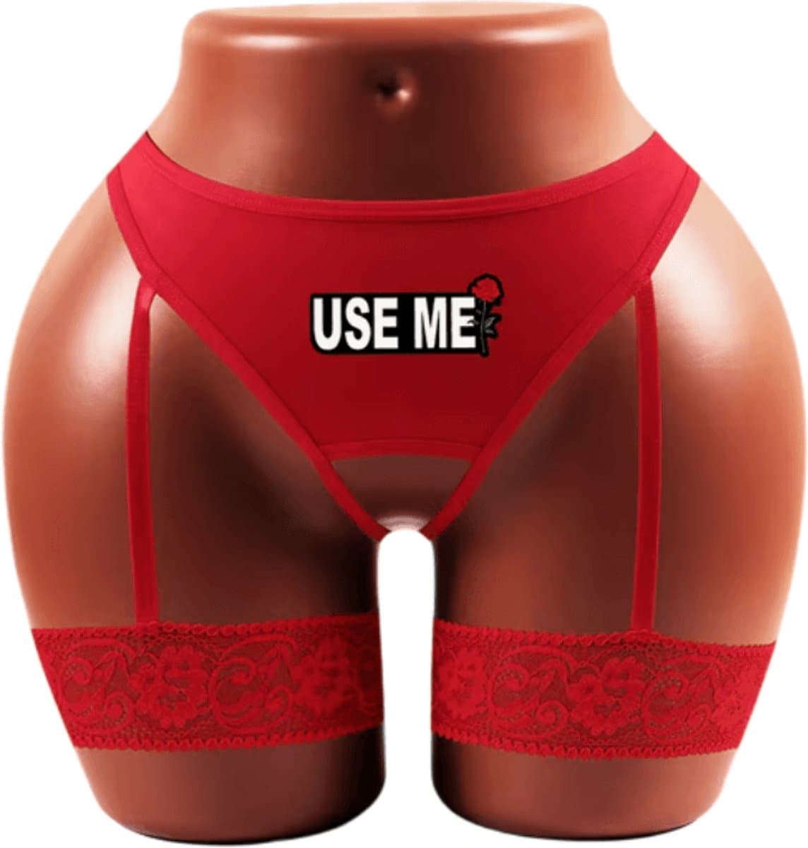 Sexy Rode Open String met Kousenbanden - USE ME - GEBRUIK ME! - direct toegang - Sexy - Open kruis - maat XL — afbeelding 1