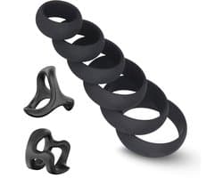 Premium Cockring Set 8-delig – Medisch Siliconen – Penisring Set voor Mannen en Koppels – Herbruikbaar & Waterproof – Zwart