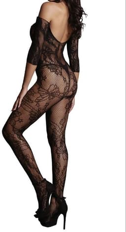 Okado Catsuit Bodystocking Dames Zwart – Transparante Body Panty Lingerie met Open Kruis – One Size 158/174 – Spandex — thumbnail 2