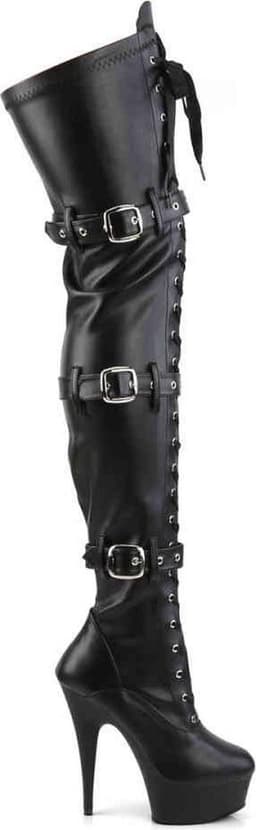 Pleaser - DELIGHT3028 Plateau Overknee Laarzen - Paaldans schoenen - 45 Shoes - Zwart — thumbnail 5