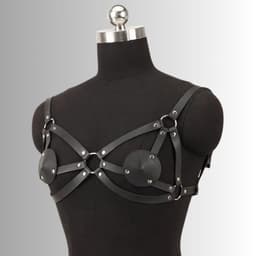LekkerStout Leren Harness - Zwart - Verstelbaar - Fetish & Lingerie Accessoire | LS291 — thumbnail 4