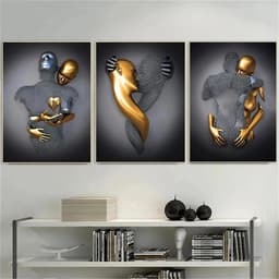 3-delige Kunst Posterset: Romantisch Koppel Beeldhouwkunst Canvas Schilderij (30x40 cm) — thumbnail 5