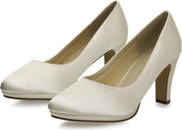 Elegante Bruidsschoenen met Blokhak en Plateau - Ivoor Satijn — thumbnail 4