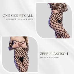 Elana - Sorina - Visnet Bodystocking Erotische Lingerie met Open Kruis - Lange mouwen - Visnet - Catsuit - S t/m XL - Sexy Dames Lingerie - Bodysuit — thumbnail 3