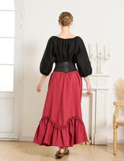 Victoriaanse Katoenen Blouse met Kant en Veter Detail voor Middeleeuwse en Boho Stijl — thumbnail 5