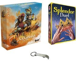Coöperatief Spel voor Twee Spelers: Celestia Duo en Strategisch Edelsteen Spel Splendor Duel Inclusief Flesopener