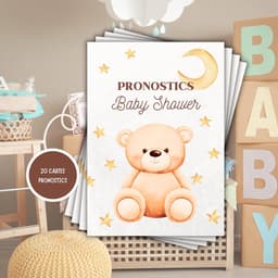 Voorspellende Kaarten - Babyshower Spel - Gender Reveal - 20 Unieke Kaarten - 21x16x1 cm - Beer — thumbnail 2